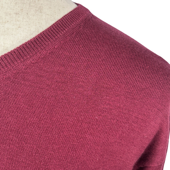 Peter Millar Sweater Men’s XL Burgundy Silk Cashmere Cotton Blend V-Neck Knit - Picture 3 of 9